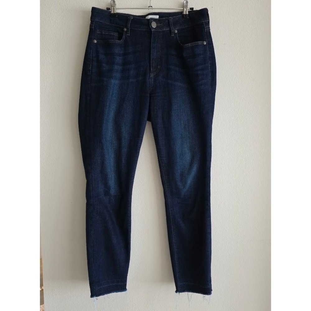 LOFT Outlet Skinny Jeans Womens 8 Dark Indigo Excellent High Rise Curvy Raw Hem